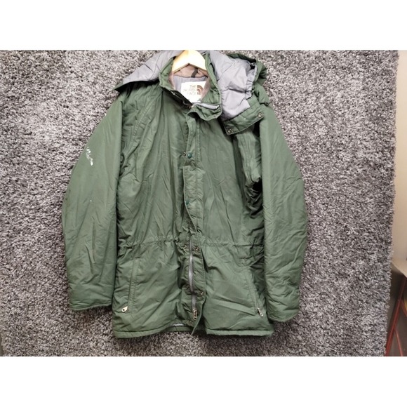 * Vintage The North Face Jacket Adult Large Long Green 80s Hooded Lined USA Made - Picture 1 of 14